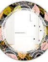 Autumn leaves lace textured pattern - Modern Round or Oval Wall Mirror - Triple C