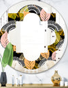 Autumn leaves lace textured pattern - Modern Round or Oval Wall Mirror - Quatrefoil