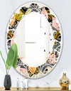 Autumn leaves lace textured pattern - Modern Round or Oval Wall Mirror - Leaves