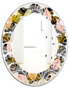 Autumn leaves lace textured pattern - Modern Round or Oval Wall Mirror - Leaves