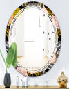 Autumn leaves lace textured pattern - Modern Round or Oval Wall Mirror - Triple C