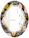 Autumn leaves lace textured pattern - Modern Round or Oval Wall Mirror - Triple C