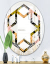 Autumn leaves lace textured pattern - Modern Round or Oval Wall Mirror - Hexagon Star
