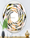 Autumn leaves lace textured pattern - Modern Round or Oval Wall Mirror - Whirl