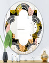 Autumn leaves lace textured pattern - Modern Round or Oval Wall Mirror - Quatrefoil