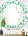Retro Butterflies I - Modern Round or Oval Wall Mirror - Leaves
