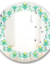 Retro Butterflies I - Modern Round or Oval Wall Mirror - Leaves