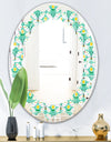 Retro Butterflies I - Modern Round or Oval Wall Mirror - Leaves