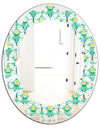 Retro Butterflies I - Modern Round or Oval Wall Mirror - Leaves