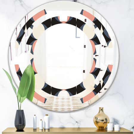 Retro Circular Pattern II - Modern Round or Oval Wall Mirror - Space