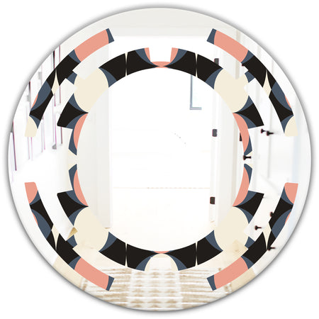 Retro Circular Pattern II - Modern Round or Oval Wall Mirror - Space