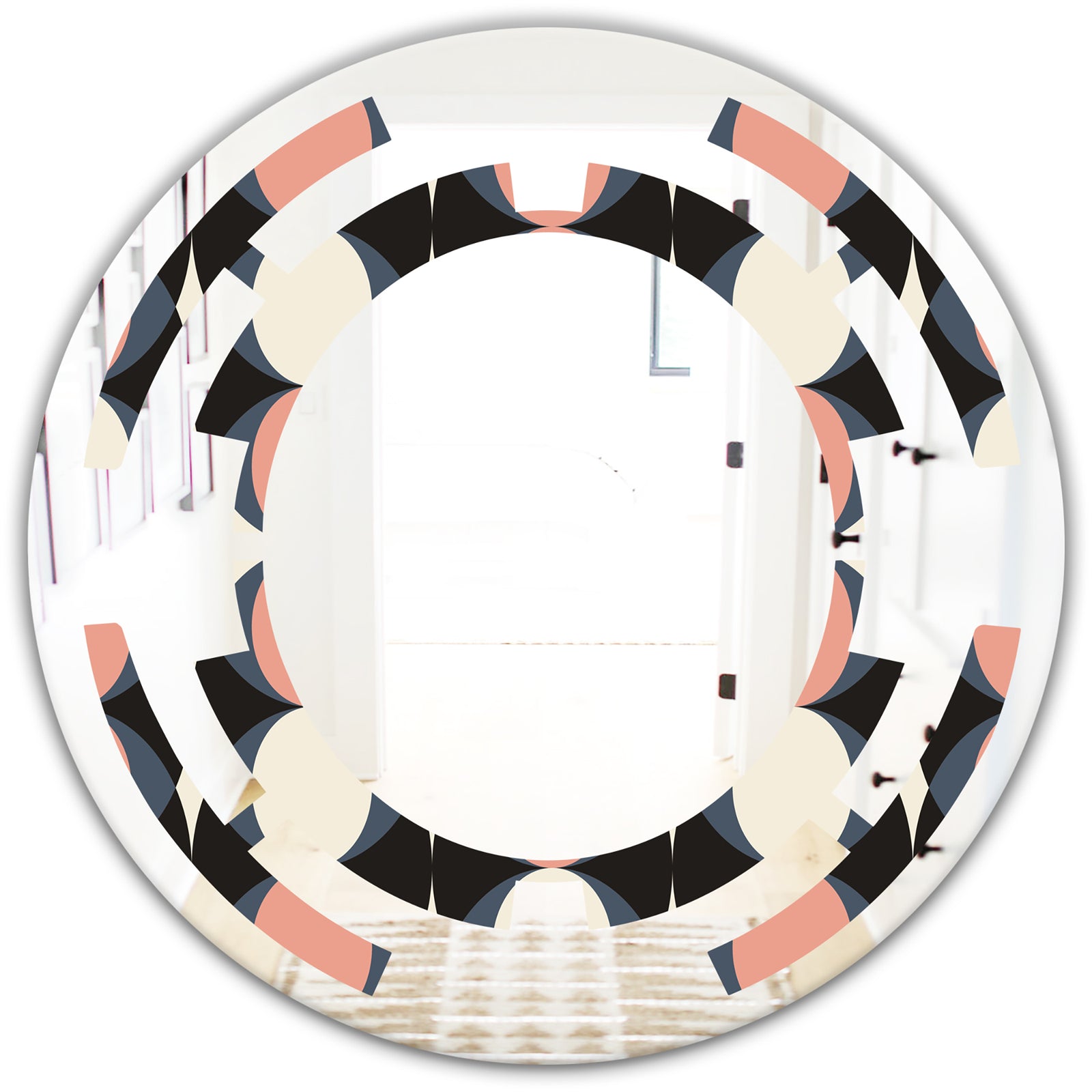 Retro Circular Pattern II - Modern Round or Oval Wall Mirror - Space