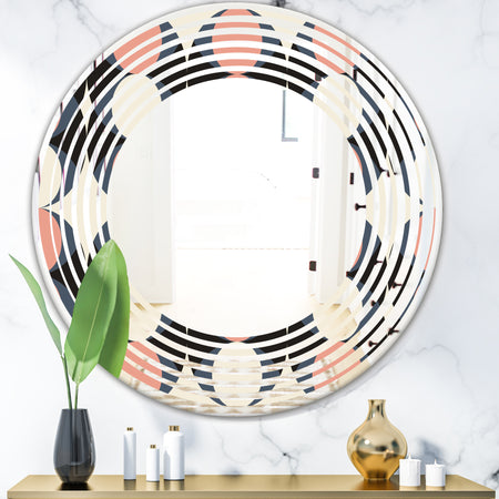 Retro Circular Pattern II - Modern Round or Oval Wall Mirror - Wave