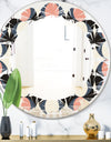 Retro Circular Pattern II - Modern Round or Oval Wall Mirror - Leaves