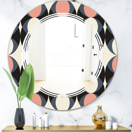 Retro Circular Pattern II - Modern Round or Oval Wall Mirror - Triple C