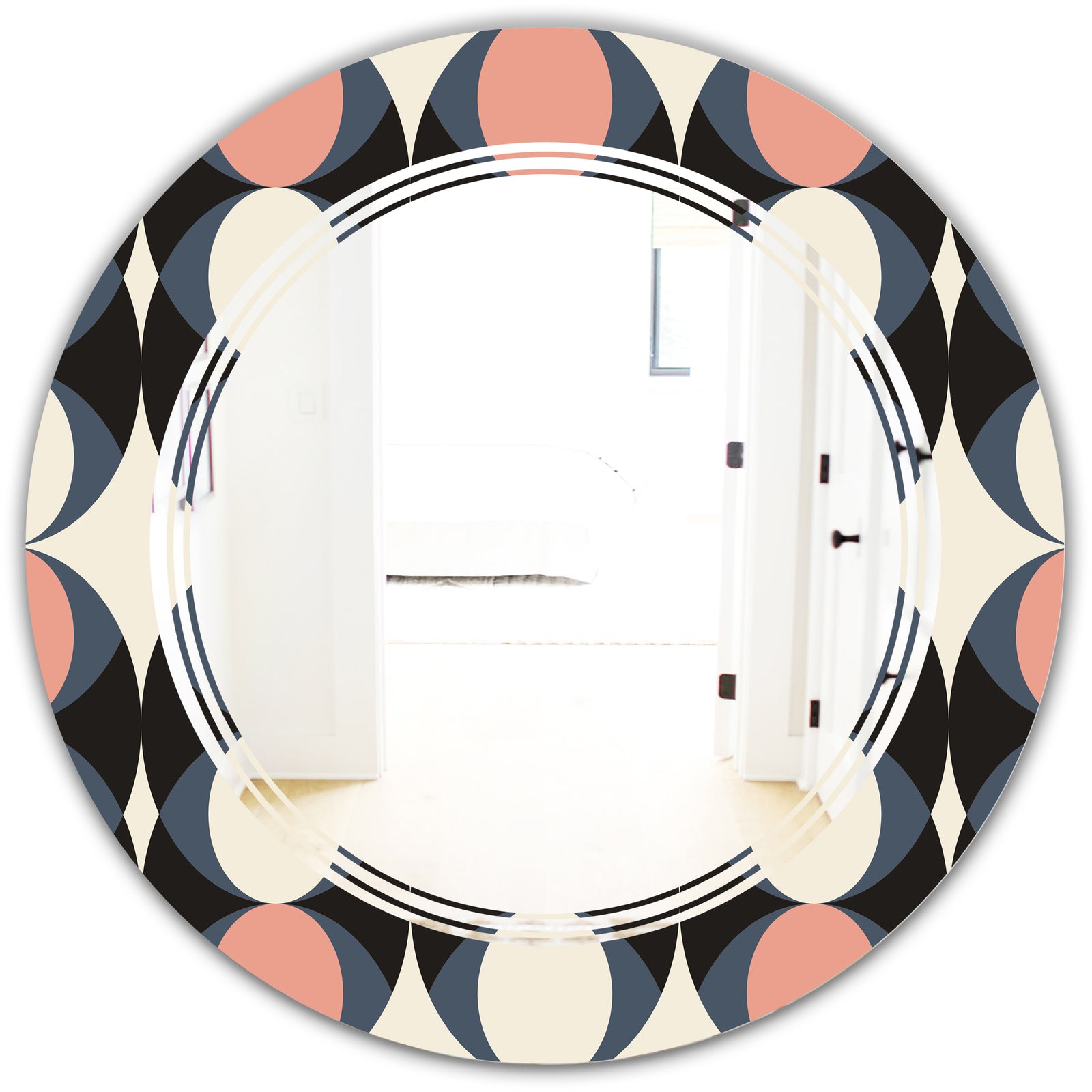 Retro Circular Pattern II - Modern Round or Oval Wall Mirror - Triple C