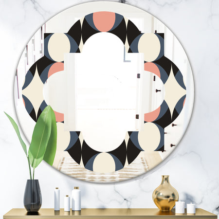 Retro Circular Pattern II - Modern Round or Oval Wall Mirror - Quatrefoil