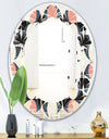 Retro Circular Pattern II - Modern Round or Oval Wall Mirror - Leaves