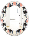 Retro Circular Pattern II - Modern Round or Oval Wall Mirror - Leaves