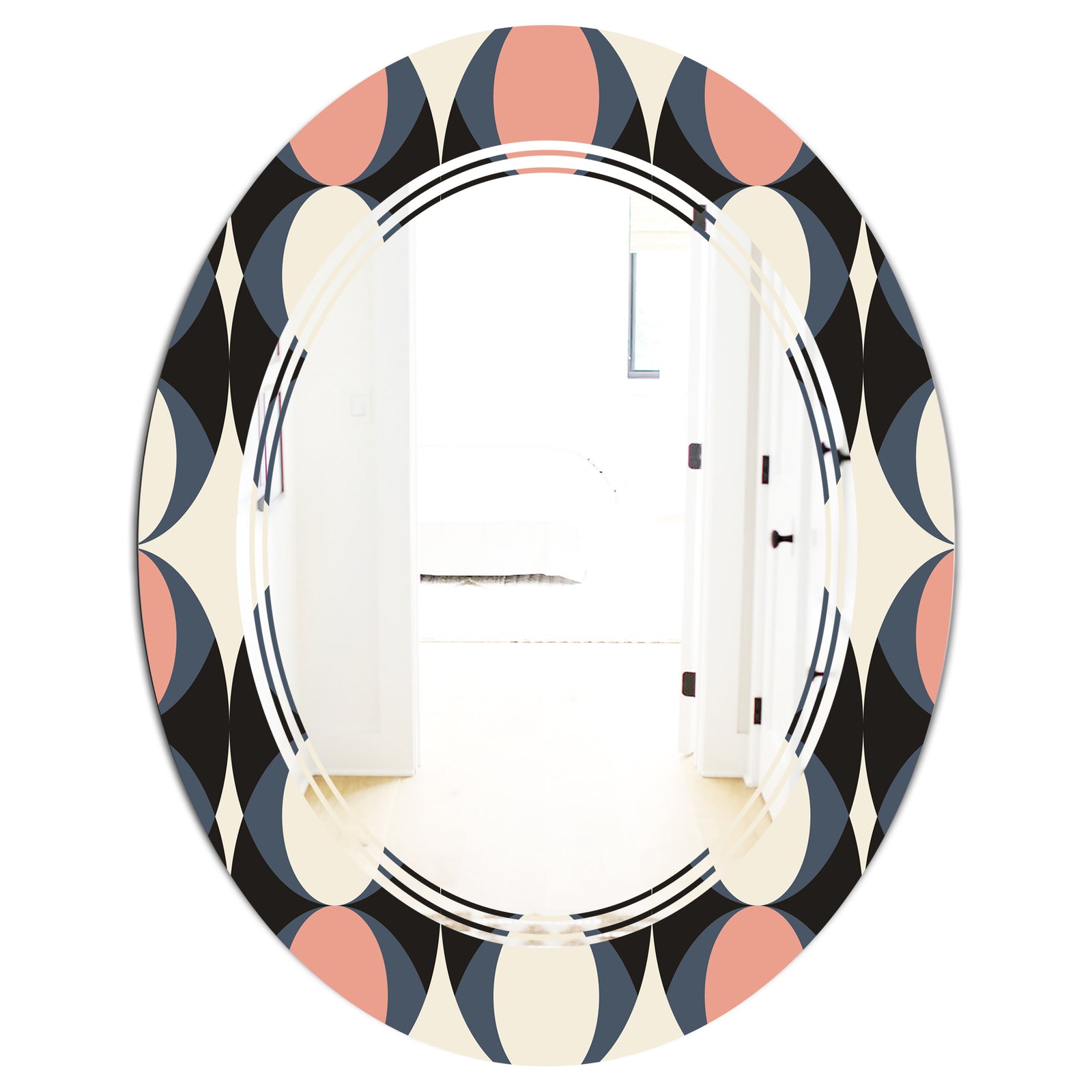 Retro Circular Pattern II - Modern Round or Oval Wall Mirror - Triple C