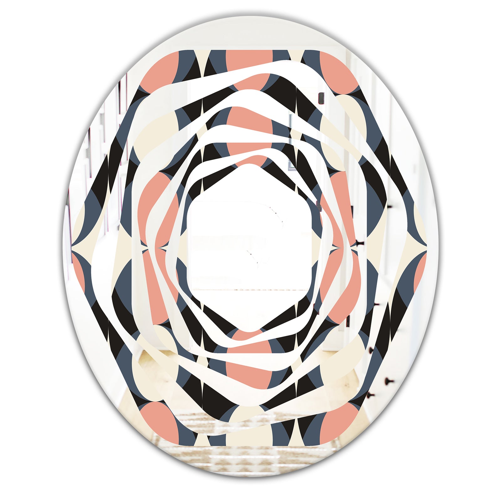 Retro Circular Pattern II - Modern Round or Oval Wall Mirror - Whirl