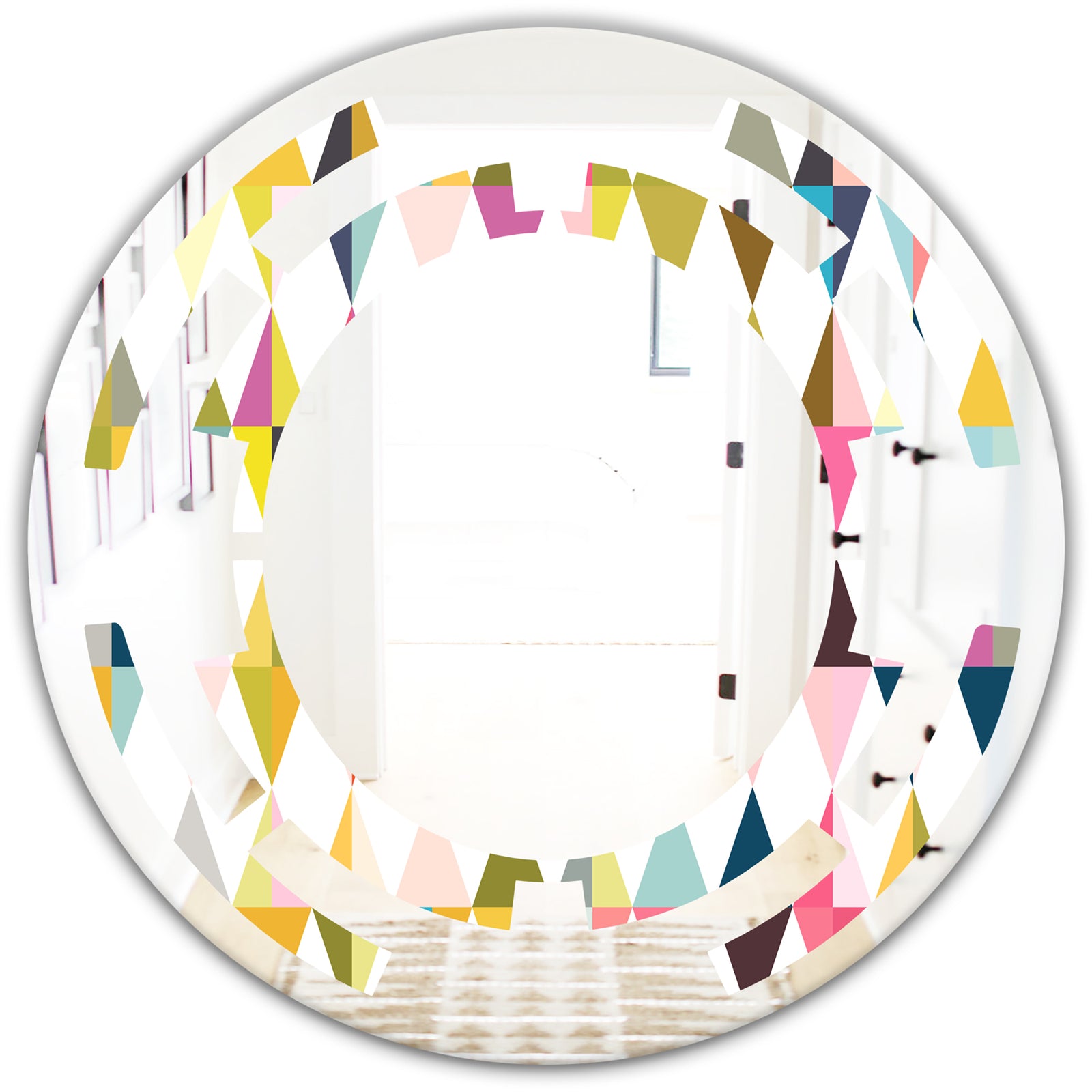 Diamond Retro VII - Modern Round or Oval Wall Mirror - Space