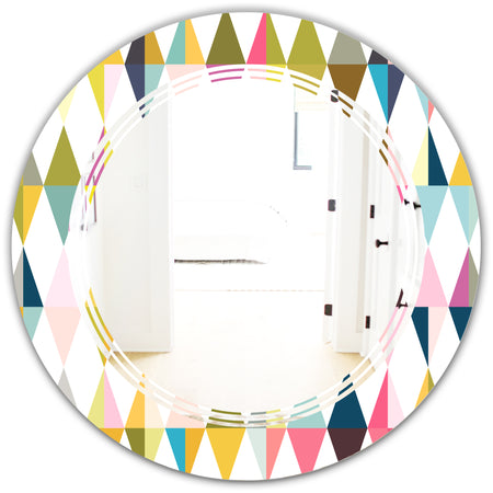 Diamond Retro VII - Modern Round or Oval Wall Mirror - Triple C