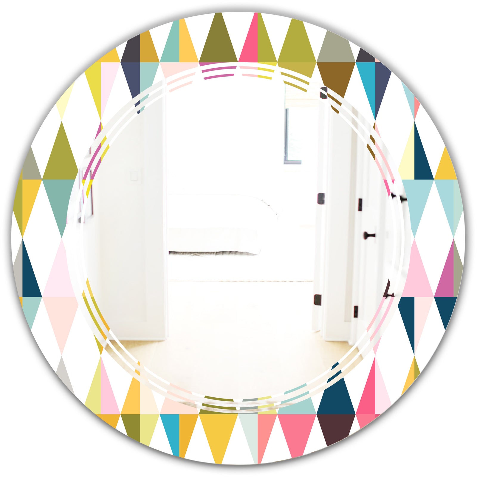 Diamond Retro VII - Modern Round or Oval Wall Mirror - Triple C