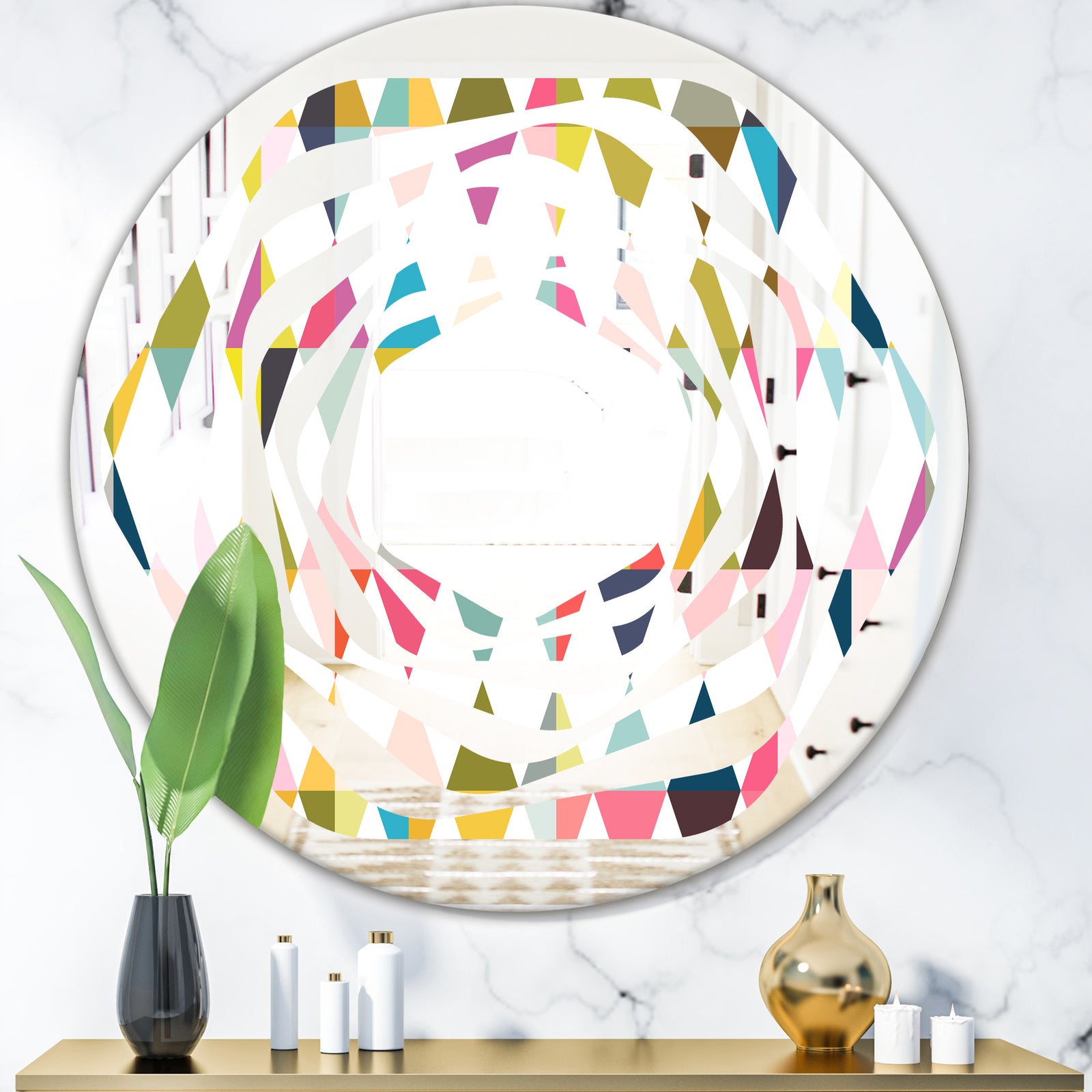 Diamond Retro VII - Modern Round or Oval Wall Mirror - Whirl