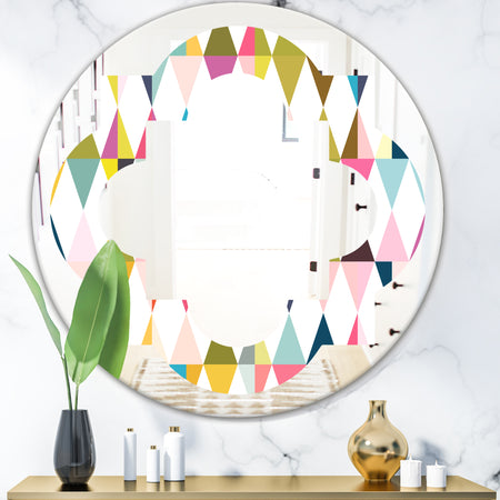 Diamond Retro VII - Modern Round or Oval Wall Mirror - Quatrefoil