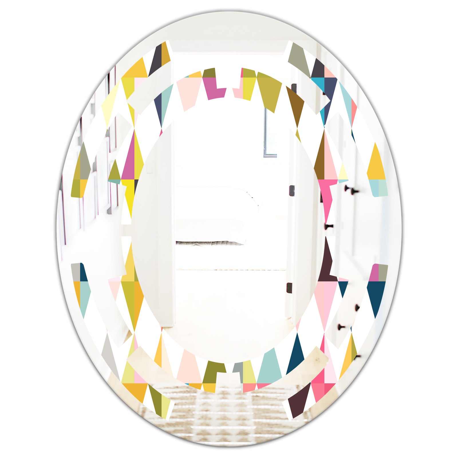Diamond Retro VII - Modern Round or Oval Wall Mirror - Space