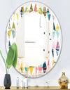 Diamond Retro VII - Modern Round or Oval Wall Mirror - Leaves