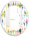 Diamond Retro VII - Modern Round or Oval Wall Mirror - Leaves