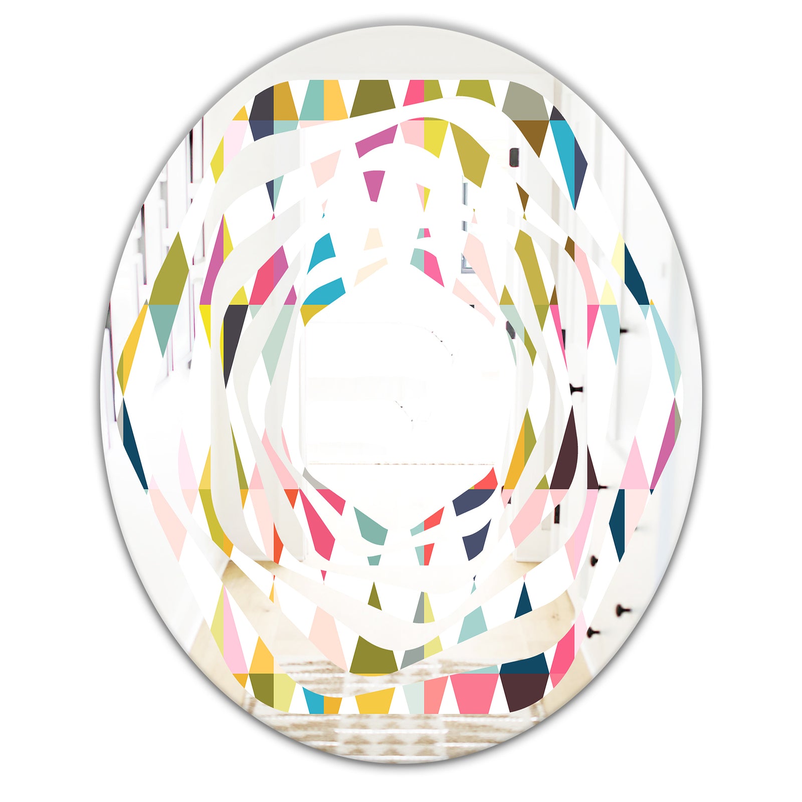 Diamond Retro VII - Modern Round or Oval Wall Mirror - Whirl