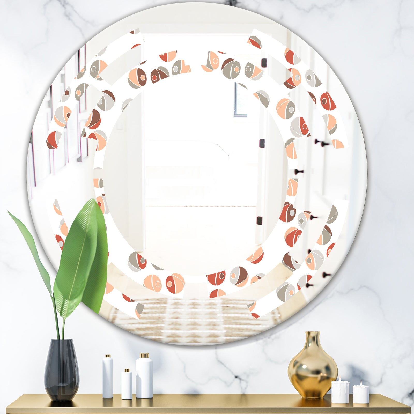 Retro Abstract Design XIX - Modern Round or Oval Wall Mirror - Space