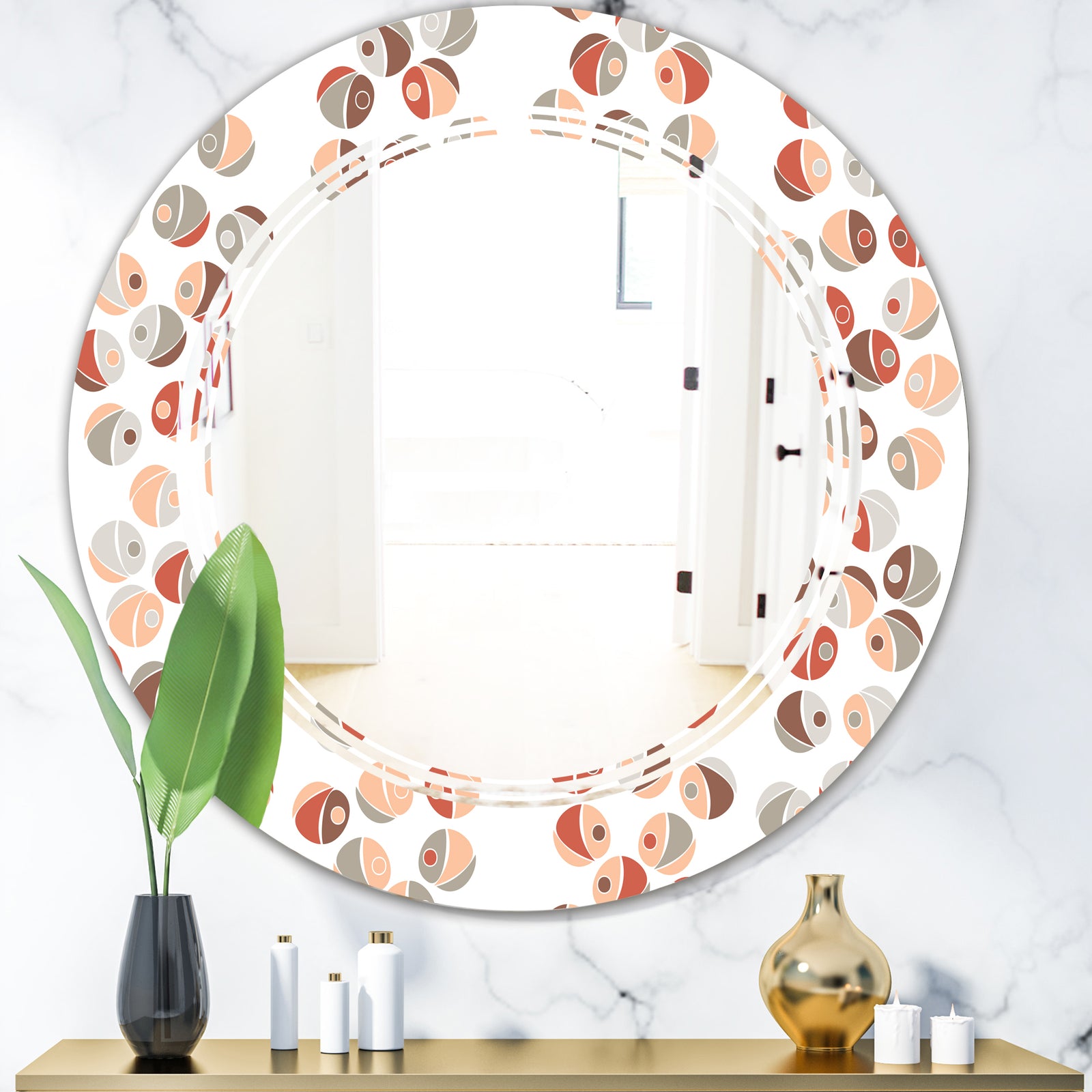 Retro Abstract Design XIX - Modern Round or Oval Wall Mirror - Triple C