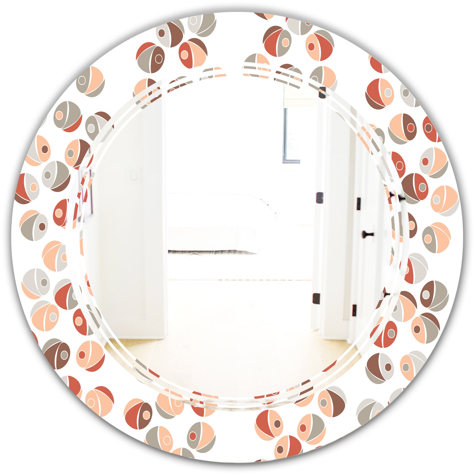 Retro Abstract Design XIX - Modern Round or Oval Wall Mirror - Triple C