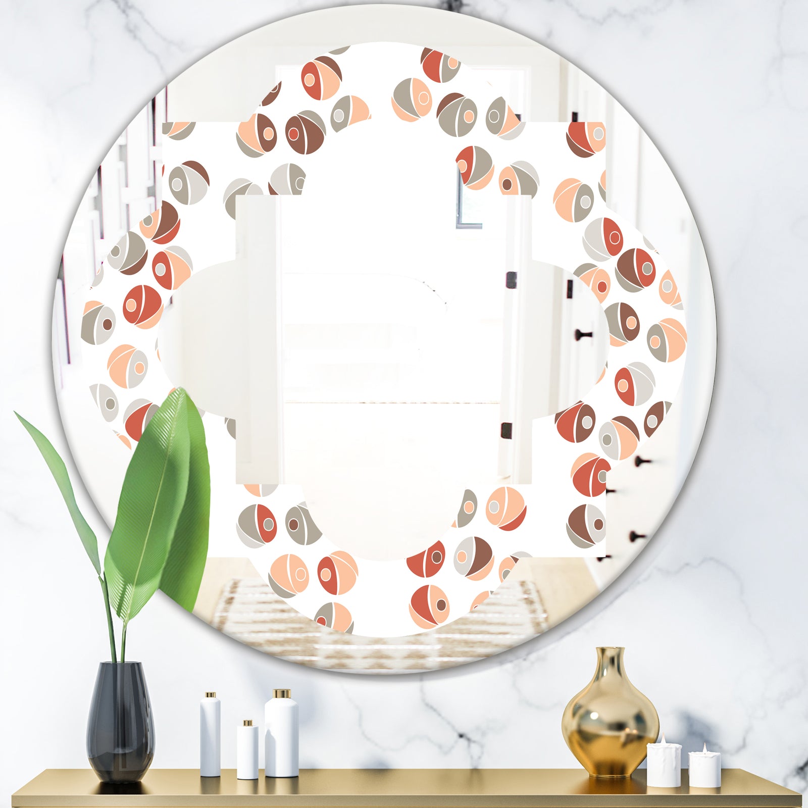 Retro Abstract Design XIX - Modern Round or Oval Wall Mirror - Quatrefoil