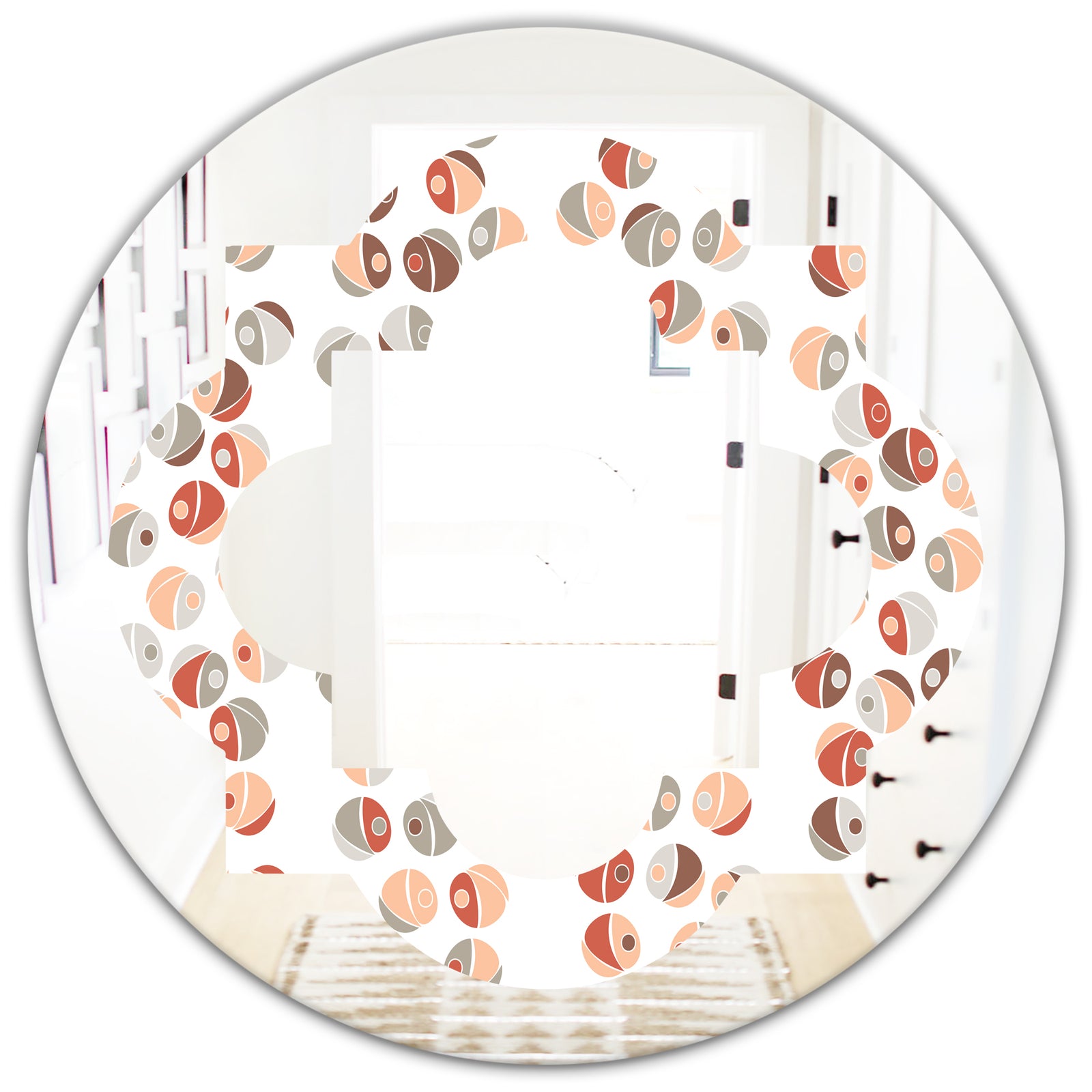 Retro Abstract Design XIX - Modern Round or Oval Wall Mirror - Quatrefoil