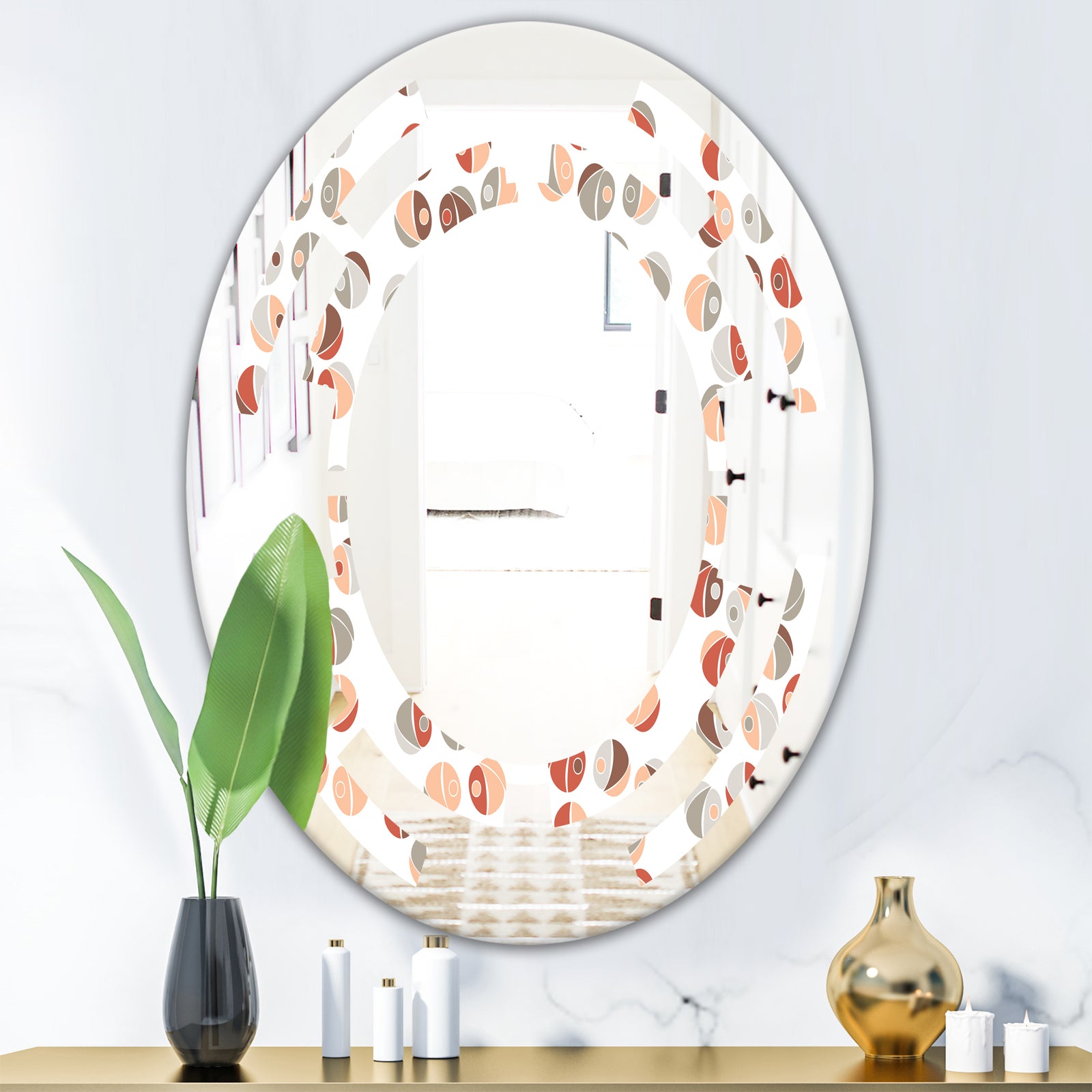 Retro Abstract Design XIX - Modern Round or Oval Wall Mirror - Space
