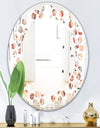 Retro Abstract Design XIX - Modern Round or Oval Wall Mirror - Leaves