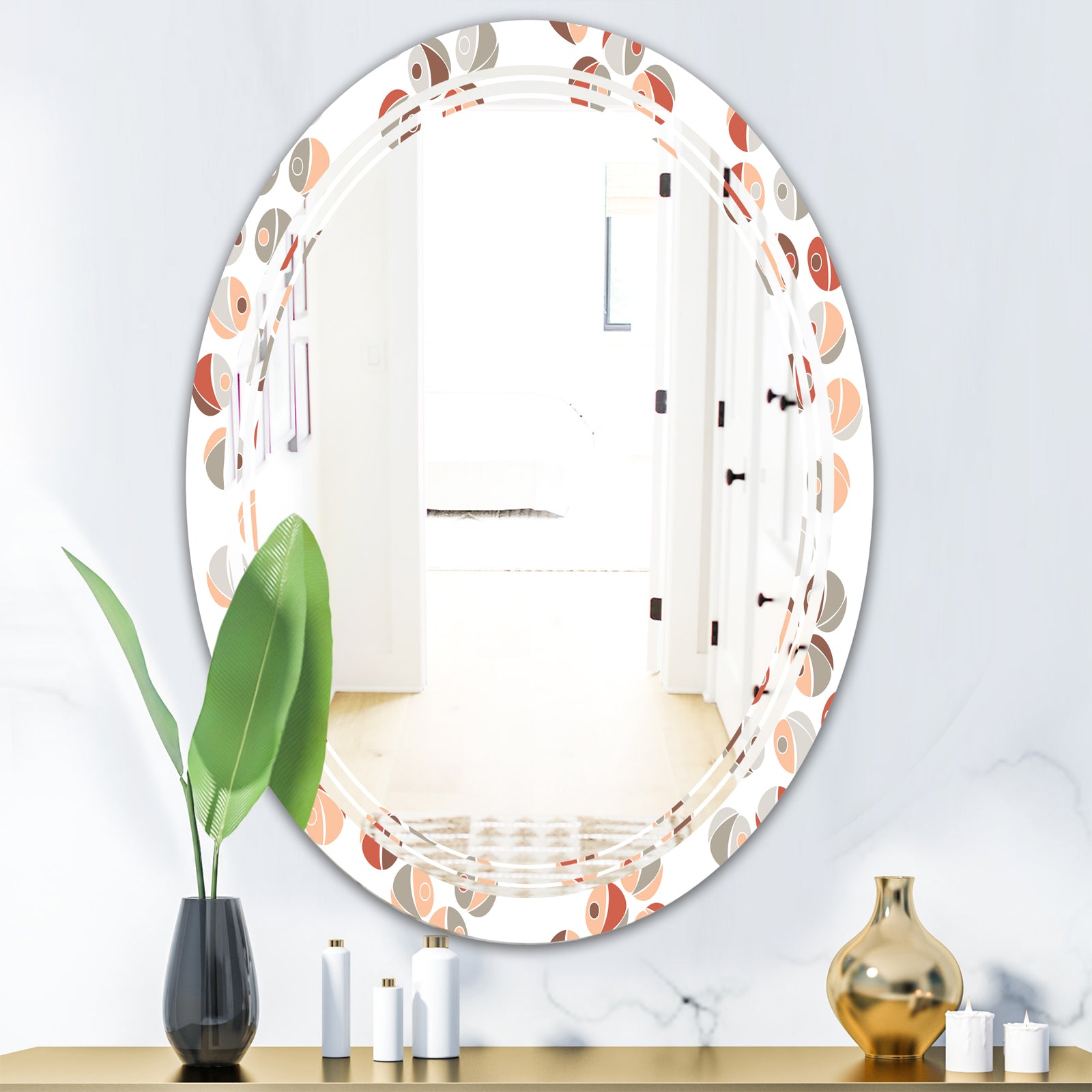 Retro Abstract Design XIX - Modern Round or Oval Wall Mirror - Triple C