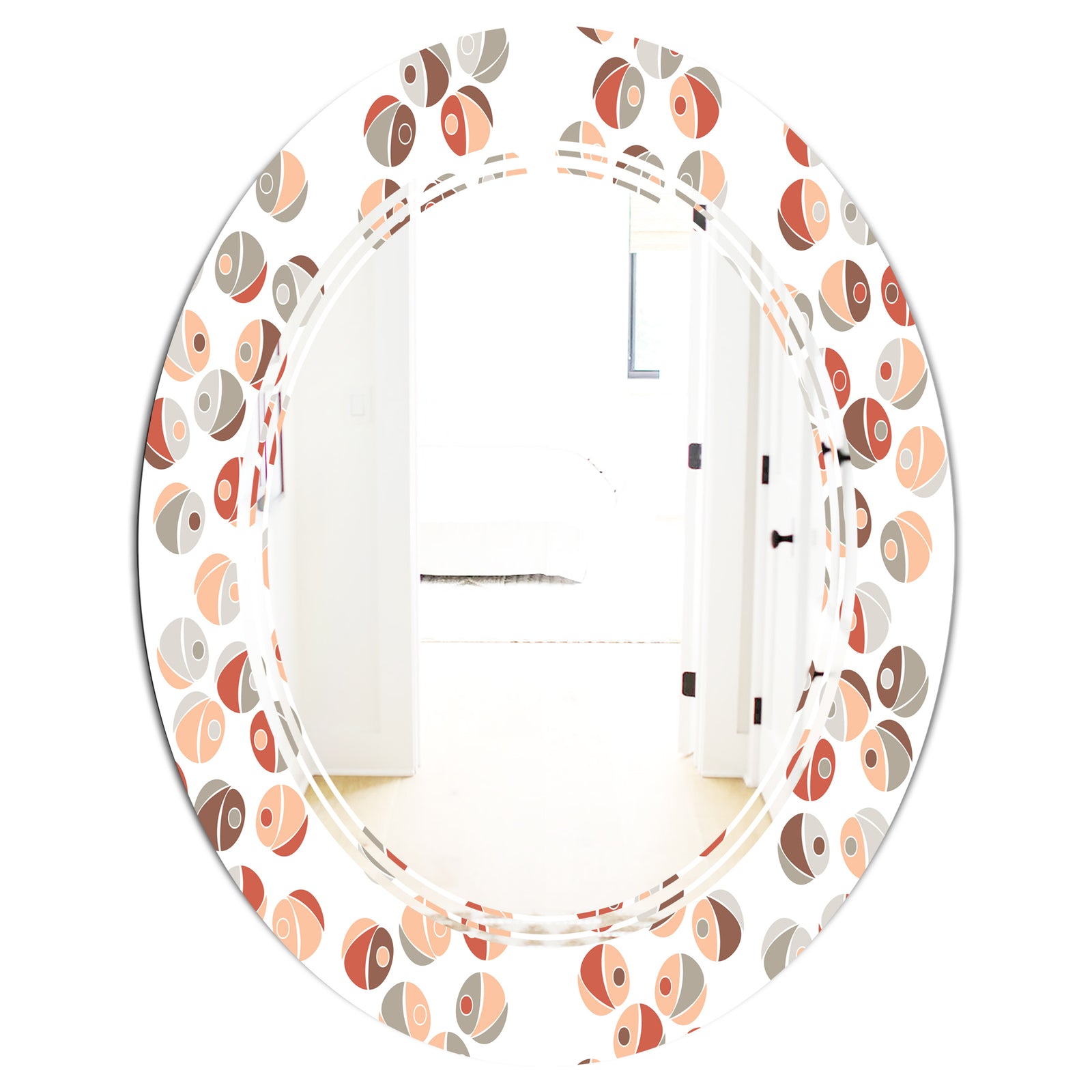 Retro Abstract Design XIX - Modern Round or Oval Wall Mirror - Triple C
