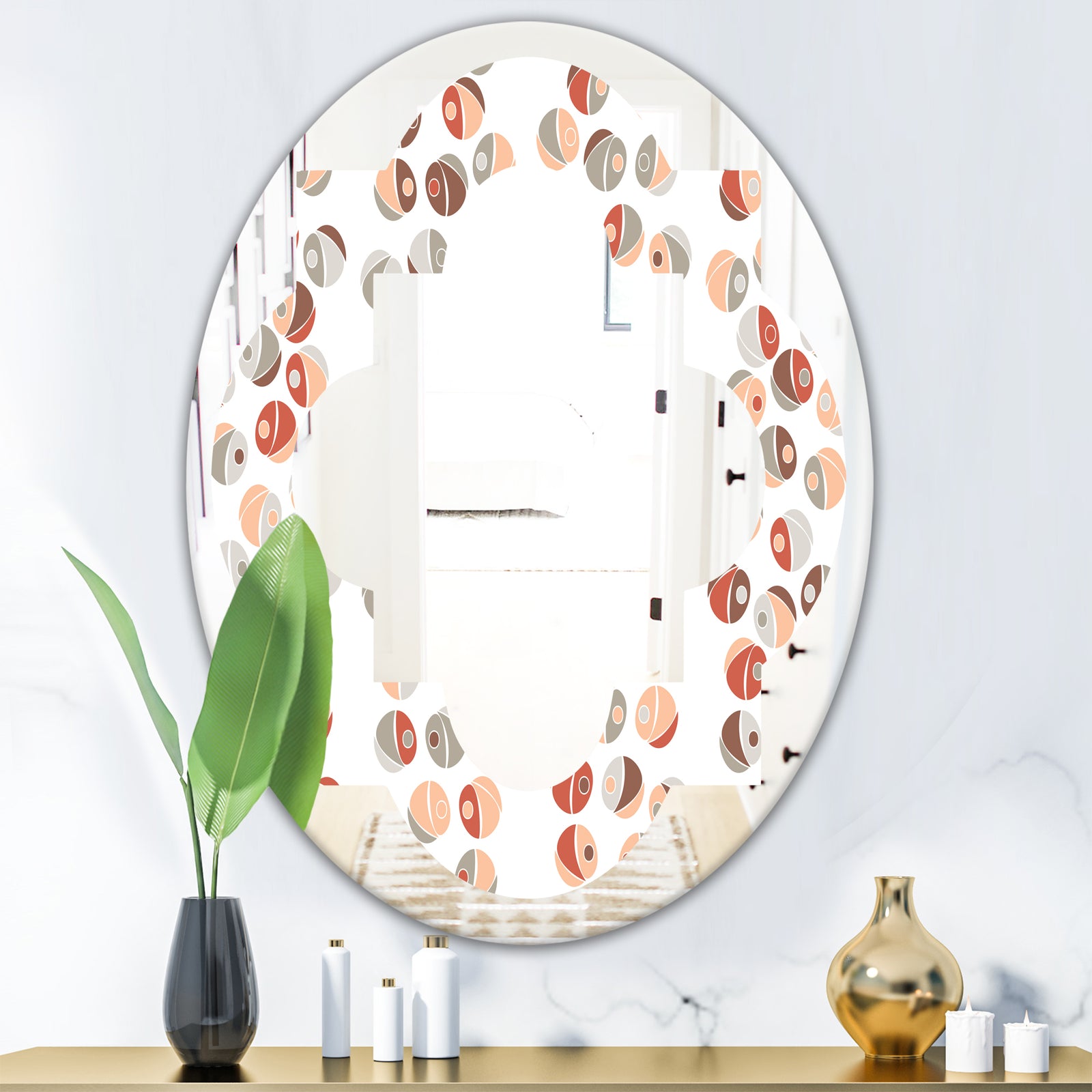 Retro Abstract Design XIX - Modern Round or Oval Wall Mirror - Quatrefoil