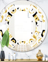 Golden Art Deco Metallic Luxury Geometrics - Modern Round or Oval Wall Mirror - Space