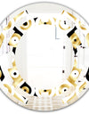 Golden Art Deco Metallic Luxury Geometrics - Modern Round or Oval Wall Mirror - Space