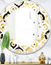 Golden Art Deco Metallic Luxury Geometrics - Modern Round or Oval Wall Mirror - Leaves