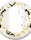 Golden Art Deco Metallic Luxury Geometrics - Modern Round or Oval Wall Mirror - Leaves