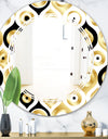Golden Art Deco Metallic Luxury Geometrics - Modern Round or Oval Wall Mirror - Triple C