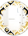 Golden Art Deco Metallic Luxury Geometrics - Modern Round or Oval Wall Mirror - Triple C